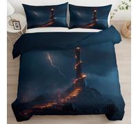 Srigzcaly Housse de Couette Anime Fantasy Lava Phare Rotatif Bedding 200 x 200 cm avec 2 Taies d'oreiller, Noir Ensembles de Parure de lit Adulte en Microfibre brossée Douce pour 2 Personne