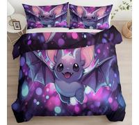 Srigzcaly Housse de Couette Cartoon Jeu Cartoon Chauve Souris Bedding 90 x 190 cm avec 2 Taies d'oreiller, Rose Violet Ensembles de Parure de lit Adulte en Microfibre brossée Douce pour 1 Personne