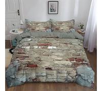 Srigzcaly Housse de Couette Set 240x220cm Mur D’Art RéTro 2 Personne Parure de Lit en Microfibre Multicolore, avec Fermeture Éclair et 2 Taies d’Oreiller, pour Enfant et Adulte