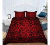 Srigzcaly Motif Baroque Rouge Housse de Couette Sets 200x200cm Parure de Lit et 2 Taies d'oreiller, Confortable Doux Ensemble de Literie pour 2 Personnes, pour Enfant Ado et Adulte