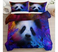Srigzcaly Panda Mignon Fantaisie Housse de Couette Violet Clair Parure de Lit en Microfibre Réversible Adulte Parure Housse Couette 90 x 190 cm 1 Personne avec Fermeture Éclair