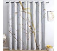 Srigzcaly Rideaux Occultant Style Marbre en Or Blanc 3D Impression Isolant Thermique Isolant phonique 100% Rideaux Occultant à Oeillets Douceur Chambre Garçon Fille 2 Panneaux 75 x 166 cm(LxH)