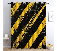 Srigzcaly Rideaux Occultants Oeillets Art Moderne,Rideaux Isolant Thermique Anti Froid en Fibre Polyester pour Chambre d'enfant et Salon Décore, Jaune 2 Panneaux 117 x 229 cm(LxH)