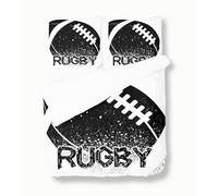 Srigzcaly Sets Housse de Couette 140 x 200 cm, Mode Unique 3D ModèLe de Rugby Sportif Réversible Microfibre Literie Parure de Lit Fermeture Éclair avec 2 x Taies d'oreiller pour 1 Personnes