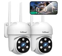 SRIHOME 1080P WiFi Surveillance PTZ caméra IP détection humanoïde et Suivi de Mouvement Vision Nocturne IP66 imperméable à l’Eau (2 Paquet d’unités)
