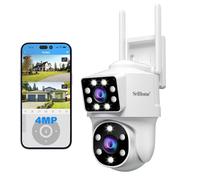 SRIHOME 2 * 2MP Caméras de Surveillance extérieures, 2.4GHz Bullet-PTZ Double Objectif, Détection Humaine, Vision Nocturne en Couleurs, Audio bidirectionnel, Stockage Local SD, IP66