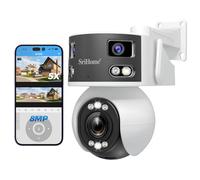 SRIHOME 8MP PTZ caméra de Surveillance 2.4/5Ghz Wi-FI bi-Bande avec Multi-lentilles, 170° Champ de Vision, Amplification Optique 5X, Vision Nocturne, Audio bi