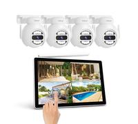 SriHome PTZ caméra de Surveillance NVS kit sans fil avec écran LCD de 10,1 pouces, y compris des caméras 4*5MP et 500G disque dur, suivi de mouvement, Vision nocturne (NVR kit with LCD touch screen)