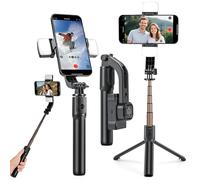 SRIKEKL Perche à selfie, stabilisateur de cardan, trépied rotatif à 360° avec télécommande sans fil et lumières de remplissage, support de téléphone portable, cardan à 1 axe pour smartphones Tiktok