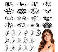SRIZIAN 32 Pezzi Stencil Pittura Facciale Tattoo per Truccabimbi, Occhi Tatuaggio Stencils Pittura Corpo Stencil per Bambini Festa Festa Halloween Trucco