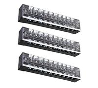 SRJQXH 3 Pièces 10 Festival Terminal Block Set, 600V 15A Double Rangée Vis Borne, Bande de Vis Bornier Barrière avec Housse de Protection, Utilisé Dans les Appareils et Circuits Electriques