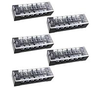 SRJQXH 5 Pièces 6 Festival Terminal Block Set, 600V 15A Double Rangée Vis Borne, Bande de Vis Bornier Barrière avec Housse de Protection, Utilisé Dans les Appareils et Circuits Electriques