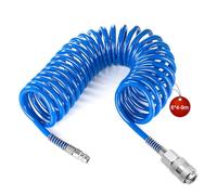 SRJQXH 9m Tuyau Air Comprimé, Spirale Tuyau Compresseur D'air, Diamètre 6x4 mm Flexible Compresseur Air, Bleu, avec Connecteur, pour la Maison, L'atelier, L'atelier de Réparation Automobile