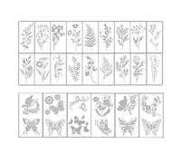 SRJQXH Pochoir de Plantes 24 Pièces, Pochoirs pour Peinture Papillons et Mauvaises Herbes, Pochoirs à Fleurs, pour Scrapbooking, Albums Photo, Cartes Cadeaux DIY, Décorations Murales