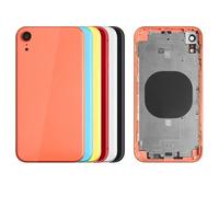 SRJTEK Boîtier de batterie pour iPhone XR - Coque arrière de rechange XR A2105 - Châssis moyen avec cadre compatible avec A1984, A2107, A2108, A2106 (bleu avec objectif)