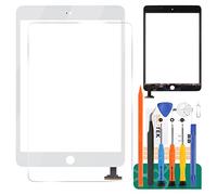 SRJTEK Écran de rechange pour iPad Mini 1 2 A1432, A1454, A1455, A1489, A1490, écran tactile numériseur en verre avec puce IC câble flexible assemblage (blanc)