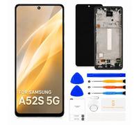 SRJTEK Écran de Remplacement INCELL pour Samsung Galaxy A52S 5G pour SM-A528B pour SM-A528N Écran LCD Tactile Digitizer Assembly avec Cadre (Noir, sans Fonction Empreinte Digitale)