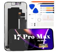 SRJTEK Écran LCD de rechange pour iPhone 17 Pro Max - Noir - 17 cm - Écran tactile numériseur - Cadre d'assemblage - Modèles A3526 A3257 A3527 A3525 3D Touch Face ID True Tone avec outils de