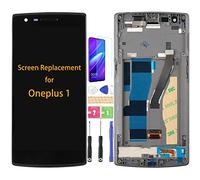 SRJTEK Écran tactile LCD A0001 compatible avec OnePlus One A0001 - 1 numériseur de rechange - Noir avec cadre