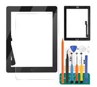 SRJTEK Écran tactile numériseur de rechange pour iPad 3 3ème génération A1416 A1403 A1430 avec verre trempé + outils + bouton Home (écran LCD non inclus) (Noir)