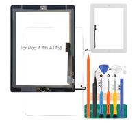 SRJTEK Écran tactile numériseur de rechange pour iPad 4 4ème A1458 A1459 A1460 avec verre trempé + outils + bouton Home (écran LCD non inclus) (blanc)