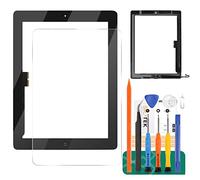 SRJTEK Écran tactile numériseur de rechange pour iPad 4 4ème A1458 A1459 A1460 avec verre trempé + outils + bouton Home (écran LCD non inclus) (Noir)