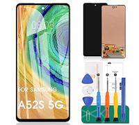 SRJTEK Kit de réparation d'écran LCD de rechange pour Samsung Galaxy A52s 5G pour écran tactile Galaxy A52s A528B (noir, sans reconnaissance d'empreintes digitales)