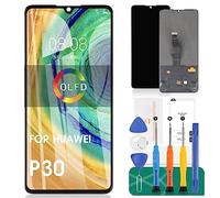 SRJTEK pour Huawei P30 Écran LCD pour Huawei P30 Remplacement D'écran pour Huawei P30 Écran Tactile Digitizer ELE-L29, ELE-L09, ELE-AL00 Assemblage Support Empreinte Digitale (OLED Noir No Frame)