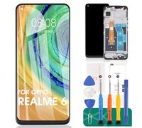 SRJTEK pour Oppo Realme 6 Écran LCD pour Realme 6 2020 Écran de Remplacement RMX2001 Kit de réparation du numériseur Tactile (Noir, avec Cadre)