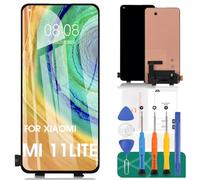 SRJTEK Pour Xiaomi 11 Lite 5G NE Écran de remplacement pour Mi 11 Lite Écran LCD pour Xiaomi 11 Lite 5G NE Écran tactile Digitizer Assemblée 2107113SG Kits de réparation (Noir)