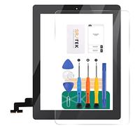 SRJTEK Remplacement D'écran pour IPad 2 A1395 A1396 A1397 Kits D'assemblage De Verre pour Numériseur D'écran Tactile?Bouton Accueil+Support Cameral+adhésif Pré-installé+Cadre Central (Noir)