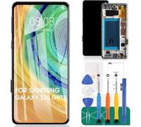 SRJTEK TFT pour Samsung Galaxy S10 Écran LCD de Remplacement pour Galaxy S10 écran Tactile SM-G973F SM-G973U Kit de Réparation Assemblée Digitizer (Noir avec Cadre, sans Empreinte Digitale)