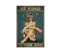SRJUDR Poster « Be Kind to Your Mind » pour amateurs de musique - Impression sur toile sans cadre - 60 x 90 cm