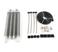 SRKATI Kit De Radiateur De Refroidissemen Kit De Refroidisseur D'huile De Transmission Universel en Aluminium, 2, 4, 6, 8, 10, 16 Rangées, avec Tuyau Oil Cooler(4 Row Silver)