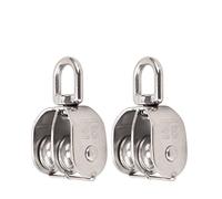 Srliya 2 Pièces Double Poulie en Acier Inoxydable M25 Double Poulie Bloc 150 Kg Roulement Poulie Pivotante Rouleau de Roue, Idéal pour les Objets Lourds, le Camping, la Randonnée, la