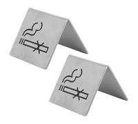 Srliya 2pcs en Acier Inoxydable Double Face sans Fumer Signe de Table, Lisse, Panneau D'avertissement pour les Environnements de L'hôtel, fabriqué à Partir D'excellents Matériaux