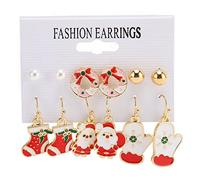 Srliya 6 Paires de Boucles D'oreilles de Noël, Ensembles de Pendentifs de de Bas de Noël en Alliage à la Mode, Bons Cadeaux pour Fête, Vacances, Anniversaires, Mariages