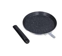Srliya 6 Pouces de Friture en Pierre Médicale Antiadhésive, Usure de Grattage Plus Facile à Retourner la Cartouche pour la Cuisine, la Cuisinière à Induction, Lavable, Largement (Noir)