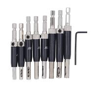 Srliya 8pcs Auto-centrage Hinge Drift Bit Black Hex Hex Hinge Hinge Overning Tool Tool Tool for Woodworking Door Window