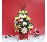 Srliya Arbre de Noël de Bureau de 17,7 Pouces, Belles Lumières Décoratives Durables en PVC pour L'intérieur et L'extérieur (19 modèles en Or)