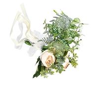 Srliya Bouquet de Fleurs à Main Romantique en Soie, pour Les Scènes de Mariage, Les Salons, Les Mariées Simples et Nobles Tenant des Fleurs, Accessoires de Simulation (Champagne)