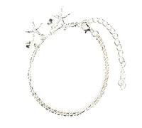 Srliya Bracelets de Cheville Double Couche en Argent avec Motif étoile de | Matériau en alliage, usage multiple, vêtements de plage, look élégant, style polyvalent