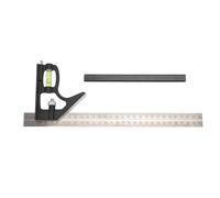 Srliya Carré combiné Carpenter Square Combo Square Règle de Mesure Réglable de 12 Pouces Marquage à 45 et 90 Degrés avec Traceur et Niveau pour la Disposition de la Menuiserie du Bois