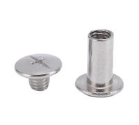 Srliya Chicago Screws Chicago 50 Jeux de Vis Chicago M5 6x12x11mm Rivets à Vis à Tête Plate Ronde en Acier Inoxydable pour L'artisanat du Cuir Albums Scrapbooks