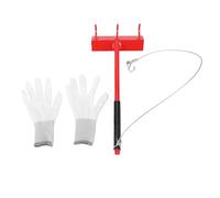 Srliya Civière de Clôture à Maillons de Chaîne avec 3 Crochets en Acier Câble Métallique de 28 Pouces Poignée Ergonomique pour Outil D'installation de Clôture Acier au Carbone Gal