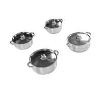 Srliya Ensemble de Marmites en Acier Inoxydable épais, Ustensiles de Cuisine à Chauffage Uniforme de qualité Supérieure, 4 Pièces pour Toute Foule