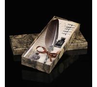 Srliya Ensemble de Stylos à Plume, Plume D'écriture Vintage Unique avec 5 Plumes, Boîte- D'encre de Calligraphie, Facile à Utiliser avec des Embouts de Remplacement (Noire)