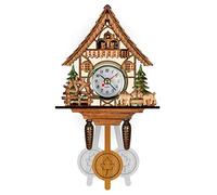 Srliya Horloge Murale Coucou Coucou Horloge Coucou en Bois Antique Nichoir Horloge Murale Décor à la Maison Pendaison Coucou Horloge Auto Balançoire Cloche Pendule Décor à la (CM005)