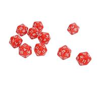 Srliya Jeu de Dés Polyédriques en Plastique à 20 Faces avec Un Savoir-Faire Exquis, 10 Pièces pour Les Jeux Mathématiques (Rouge)