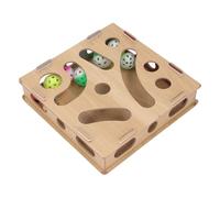 Srliya Jouet de Puzzle pour Chat, Boîte de Labyrinthe de Boule de Cloche Amusante pour Chats D'intérieur, Jouet de Jeu D'interaction Physique Mentale avec Planche Composite